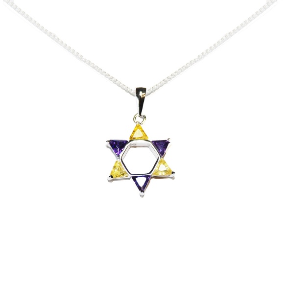 925 Sterling Silver CZ Star Pendant Chain Necklace - Picture 1 of 4